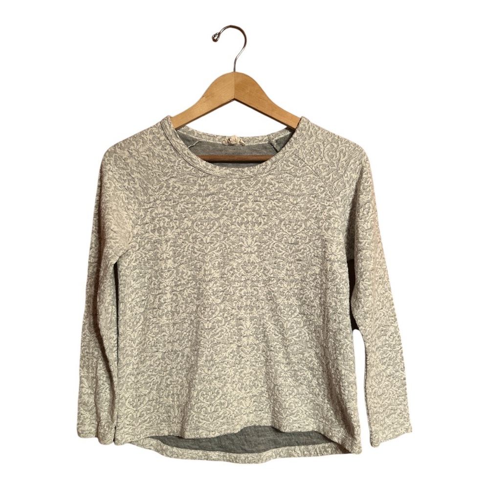 June and Delancey Gray and White Demask Lace Top Women’s Size Medium